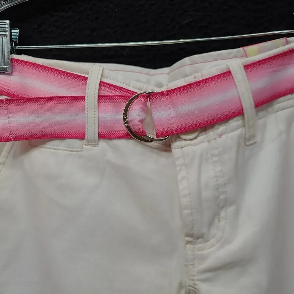 DNA Womens Jeans White Size Small 100% Cotton Belted Zip Button Closure Pockets